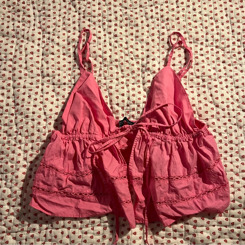 Zara Pink Front Tie Top